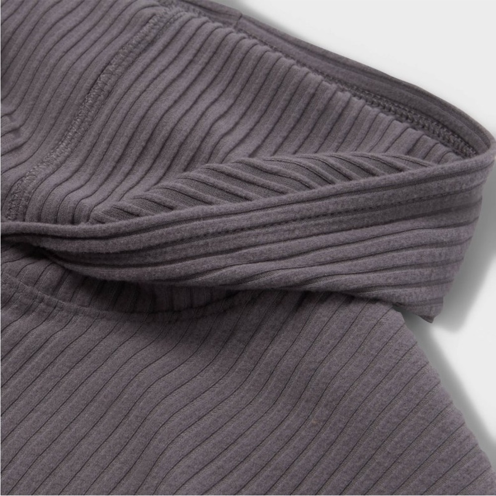 NWT Cozy Ribbed Gray Pullover Hoodie - Picture 2 of 4